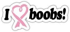 I Love Boobs Slogan Sticker Car Bumper Decal - 3'', 5'', 6'' or 8''