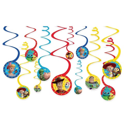 Toy Story 4 Spiral Hanging Swirl Decorations 12pk Kids Birthday Party Supplies - Picture 2 of 2
