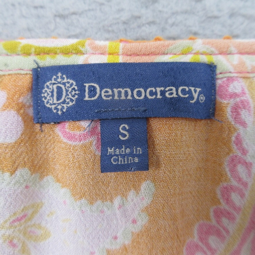 Democracy Shirt Women S Pink Yellow Paisley Print Boho Fairycore ...