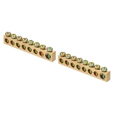 2 Pcs Ground Bus Bar 8 Positions Brass Terminal Grounding Bar