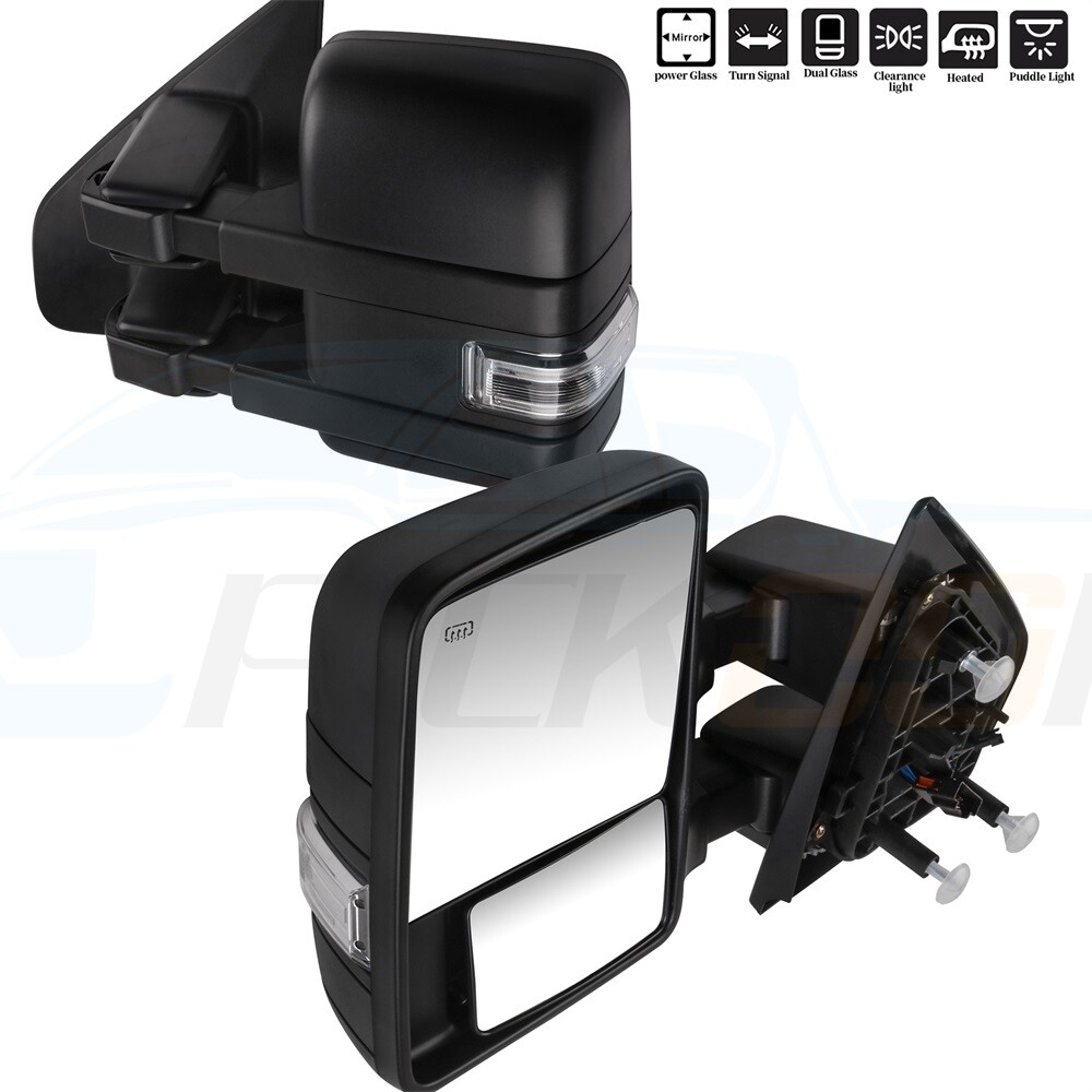 For 04-14 Ford F150 Power Heated Clearance Puddle Turn Signal Tow View Mirrors
