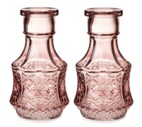 Glasvase Vase Romance Rosa H:14 Cm (2Er Set) - Kleine Vase Zur Tischdekoration