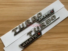 2PCS Chrome Turbo 4MATIC+ Side Decal Badge Sticker For Mercedes Benz A45 C43