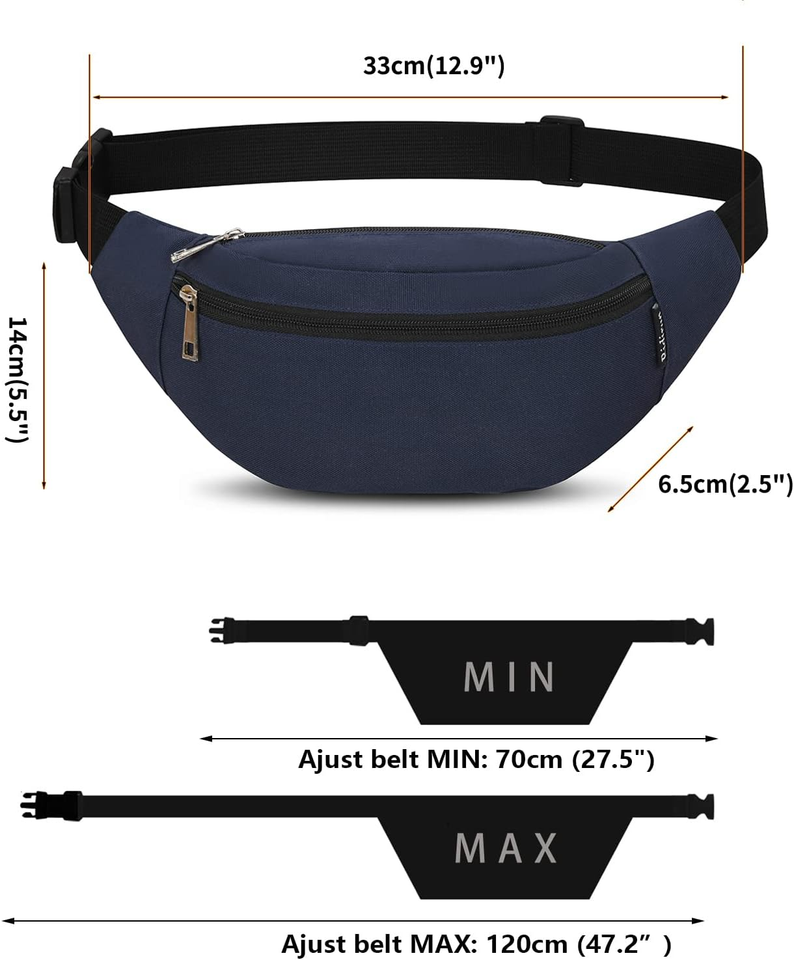 Marsupio Sportivo Grande Uomo Donna - 3 Tasche Con Zip, Impermeabile, Regolabile, Con Jack Per Cuffie - Foto 8