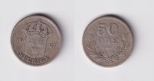 50 &Ouml;re Silber M&uuml;nze Schweden 1927 f.ss (163158)