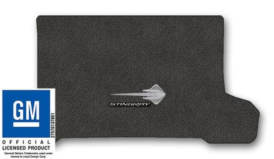 Chevrolet Corvette C7 Carpet Deck Mat with Flags & Corvette Logo - Medium Grey