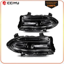 LED DRL Headlights Assembly For 2015-2023 Dodge Charger Black Projector Pair