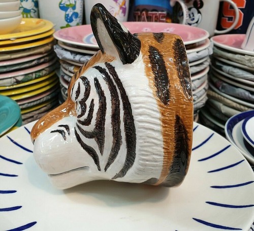 Tiger Head Figurine Hang Vase Wall Ceramic Succulent Planter Flower Home Décor - Picture 10 of 12