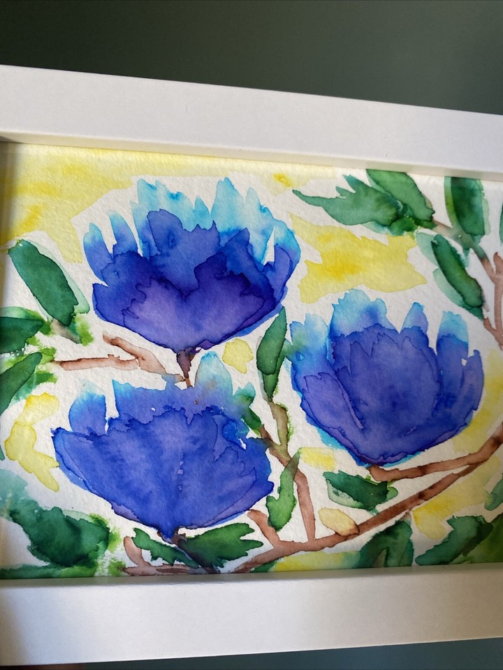 Magnolia,flowers,abstract,4/6,original painting On Paper,framed eBay