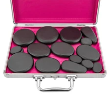 18pcs Hot Stone Basalt Hot Stones Set Massage Natural Hot Rocks with Heater Box