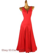 Latin Ballroom Dance Dress Modern Salsa Waltz Standard Long Dress F780 Black Red