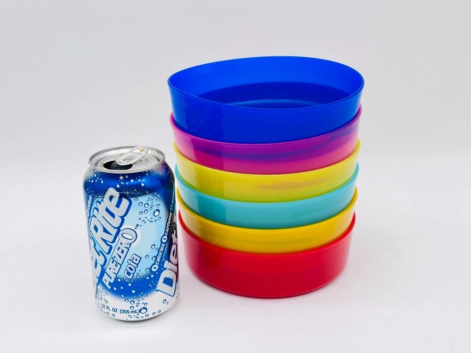 Lot of 6 TUPPERWARE Straight Sided 6-1/4" Cereal Bowls 500ml 2 Cup Red Blue Pink - Image 2 of 4