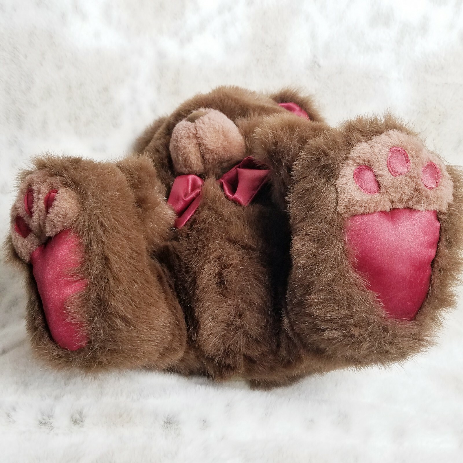 Dandee International Limited Teddy Bear 11" Plush Large Feet Burgundy Bow Pads