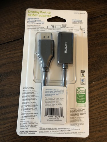 Philips Display Port to HDMI Adapter Black Converter - 第 2/2 張圖片