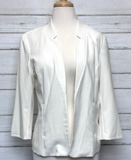 Kensie Solid Ivory 3/4 Sleeve One Button Lined Blazer Size Medium Slash Pockets