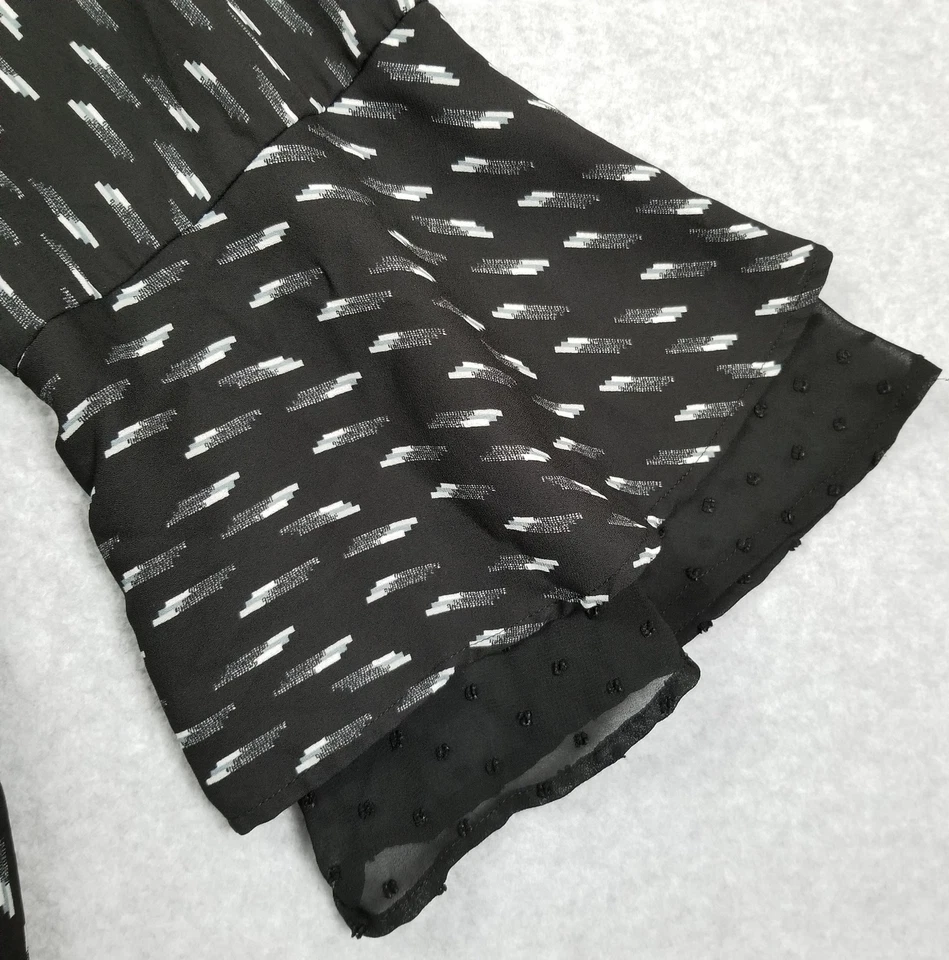 Top Van Heusen para mujer extra grande XL negro gris blanco tablero manga campana 3/4 cuello en V Foto 4 de 4