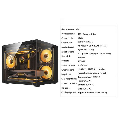Mini transparentes Desktop-Computer gehäuse PC-Turm für M-ATX/ITX-Motherboard - Afbeelding 6 van 13