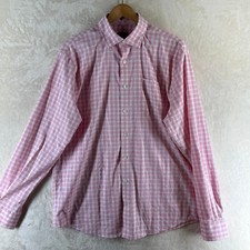 Johnnie-O Performance Men's Size L Pink Check Stretch Long Sleeve Casual Shirt