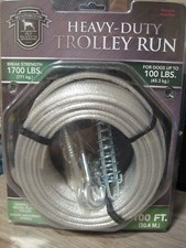 100' Dog Trolley Run Cable - Heavy Duty 100 LB Dogs - Reflective - 1700 LB Break