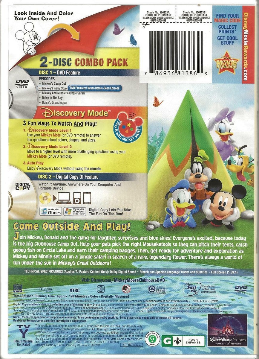 DISNEY MICKEY MOUSE CLUBHOUSE,MICKEY'S GREAT OUTDOORS 2007 DVD | eBay