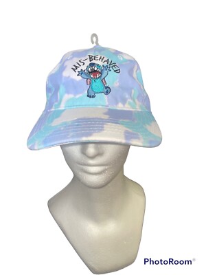 DISNEY STITCH MISBEHAVED TIE DYE HAT ADJUSTABLE BLUE WHITE PURPLE
