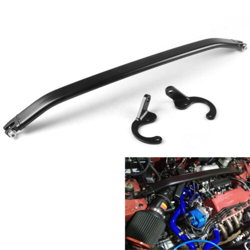 Black Front Strut Tie Bar for 92-00 Civic EG EK 93-97 Del Sol 94-01 Integra DC2 - Picture 3 of 7
