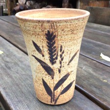 Vintage Grayshott Studio Pottery Rustic Cornhusk Design Studio Pottery Vase