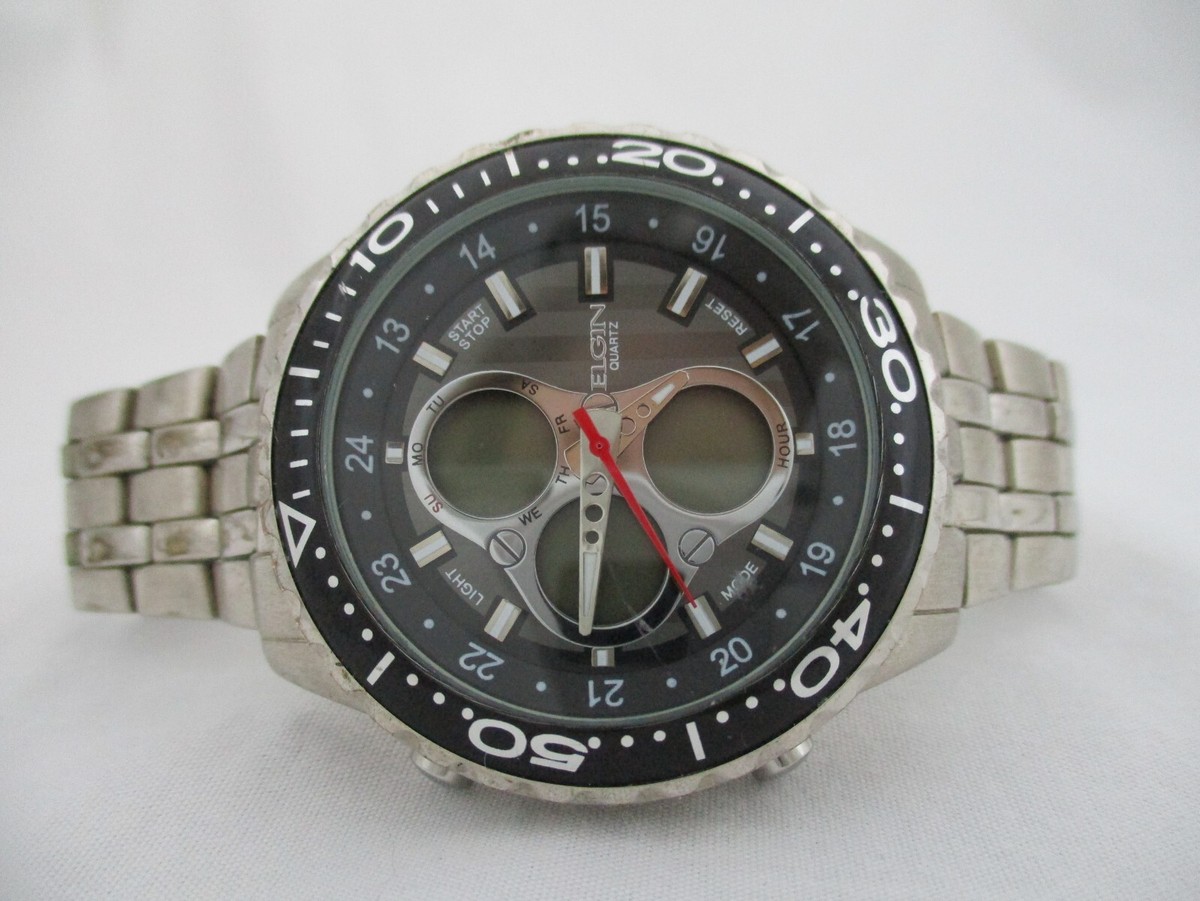 ELGIN シルバー925 クォーツ腕時計 16cm Elgin Men's Silver Toned Link Band Analog Watch | eBay