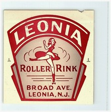 1930s-40s Leona Roller Rink Broad Ave New Jersey Label Vtg Decal Skate Sticker