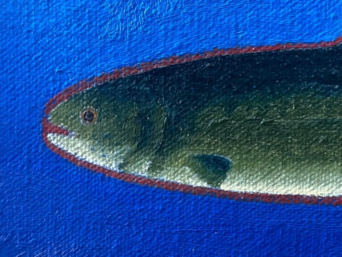 🔥 Vintage Modern Minimalist Pacific Northwest Salmon Fish Painting, Anne Vaasjo - Picture 15 of 20