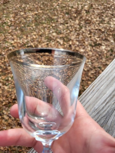 VTG Mikasa Full Lead Crystal 003 Wine Glasses 4 Pieces 2 Double Silver Stripes - Picture 11 of 15
