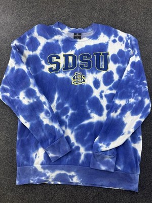 SDSU Jackrabbits Tie Dye Sweatshirt L Blue White Colosseum Crewneck NCAA