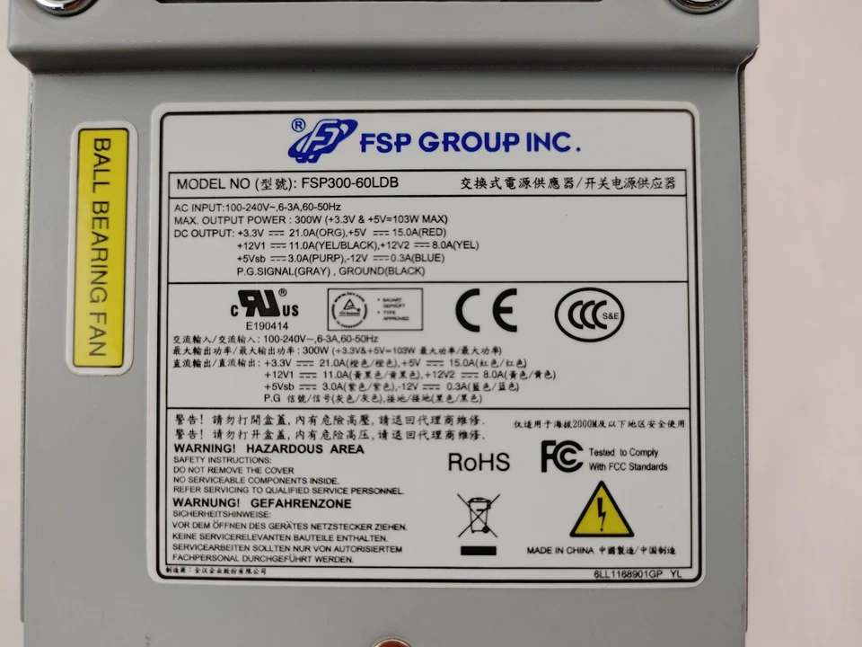 Lot of 2 FSP FSP300-60LDB 300W 24 Pin TFX Desktop Power Supply - Image 2 of 4