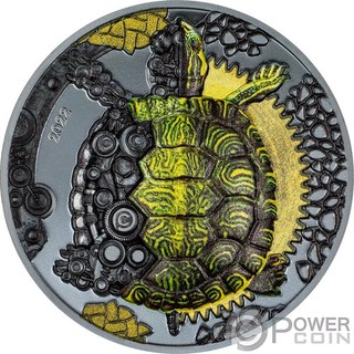 MECHANICAL TURTLE Clockwork 3 Oz Silber Münze 2000 Togrog Mongolia 2022