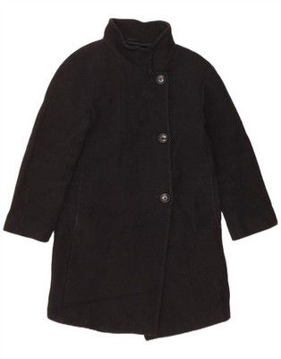 Massimo Dutti Womens Loose Fit Overcoat EU 34 2XS Black Wool YQ01
