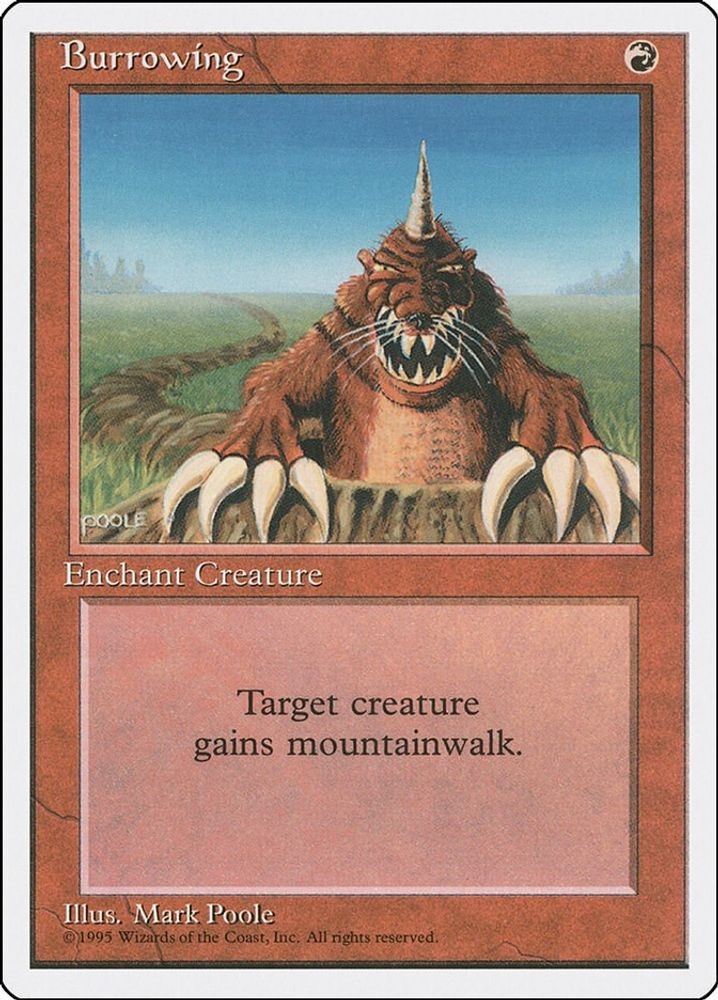 1995 Magic: The Gathering Fourth Edition - Burrowing (#180, Uncommon, Near Mint)