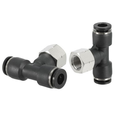 2Pcs Female Branch Tee 1/4'' Tube OD x 1/8FNPT Thread Push to Connect Fittings
