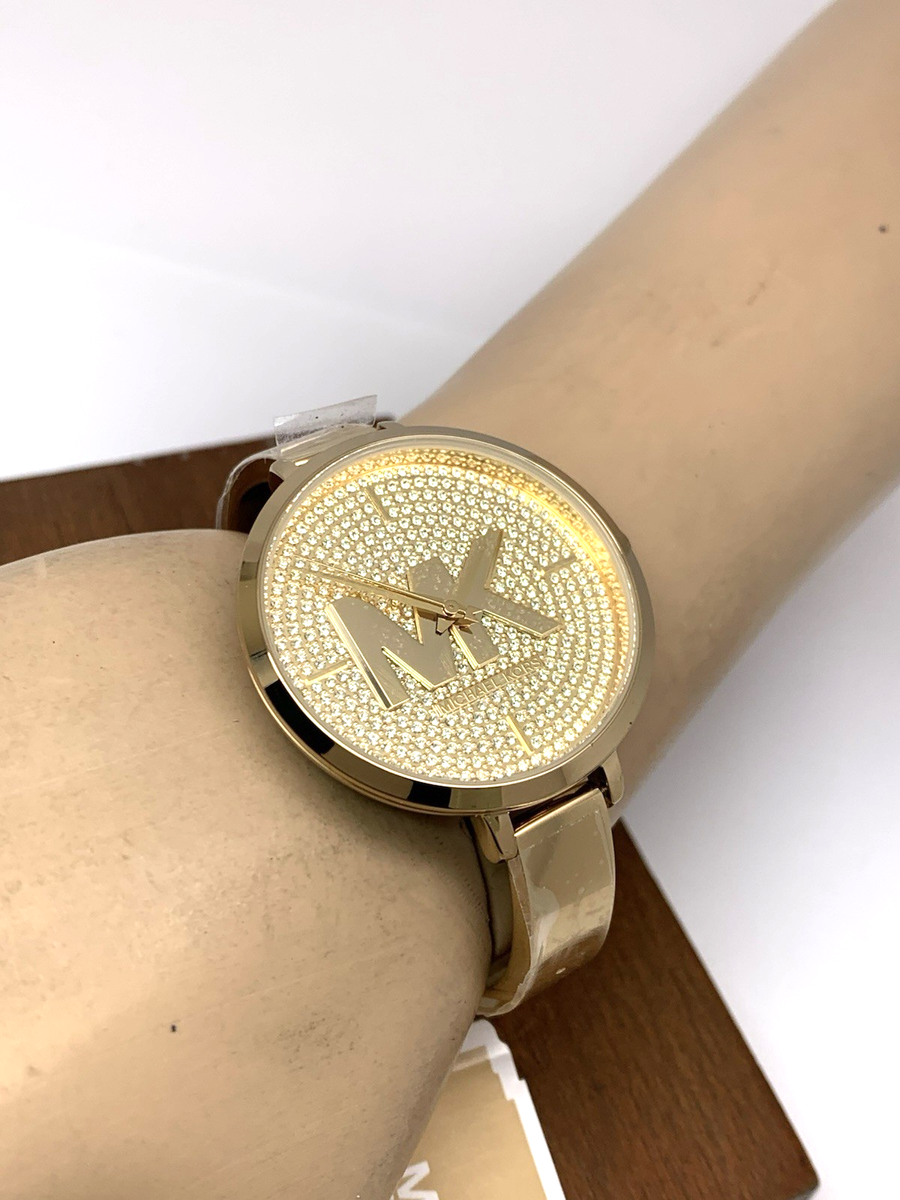 Michael Kors Women's Watch MK4469 Gemmed Bangle Quartz Gold
