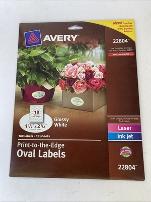 Avery Oval labels 1.50'' W x 2.50'' L - Print To The Edge Glossy White 22804