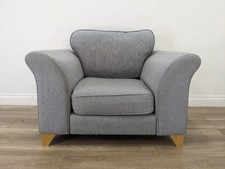 ARMCHAIR Grey Fabric Removable Cushions Wooden Legs FREE DELIVERY