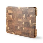 Acacia Wood End Grain Cutting Board Side Handles Butcher Block 13x9x1 Inch