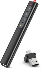 USB Type C Presentation Clicker with Red Light,Volume Control Wireless Presenter