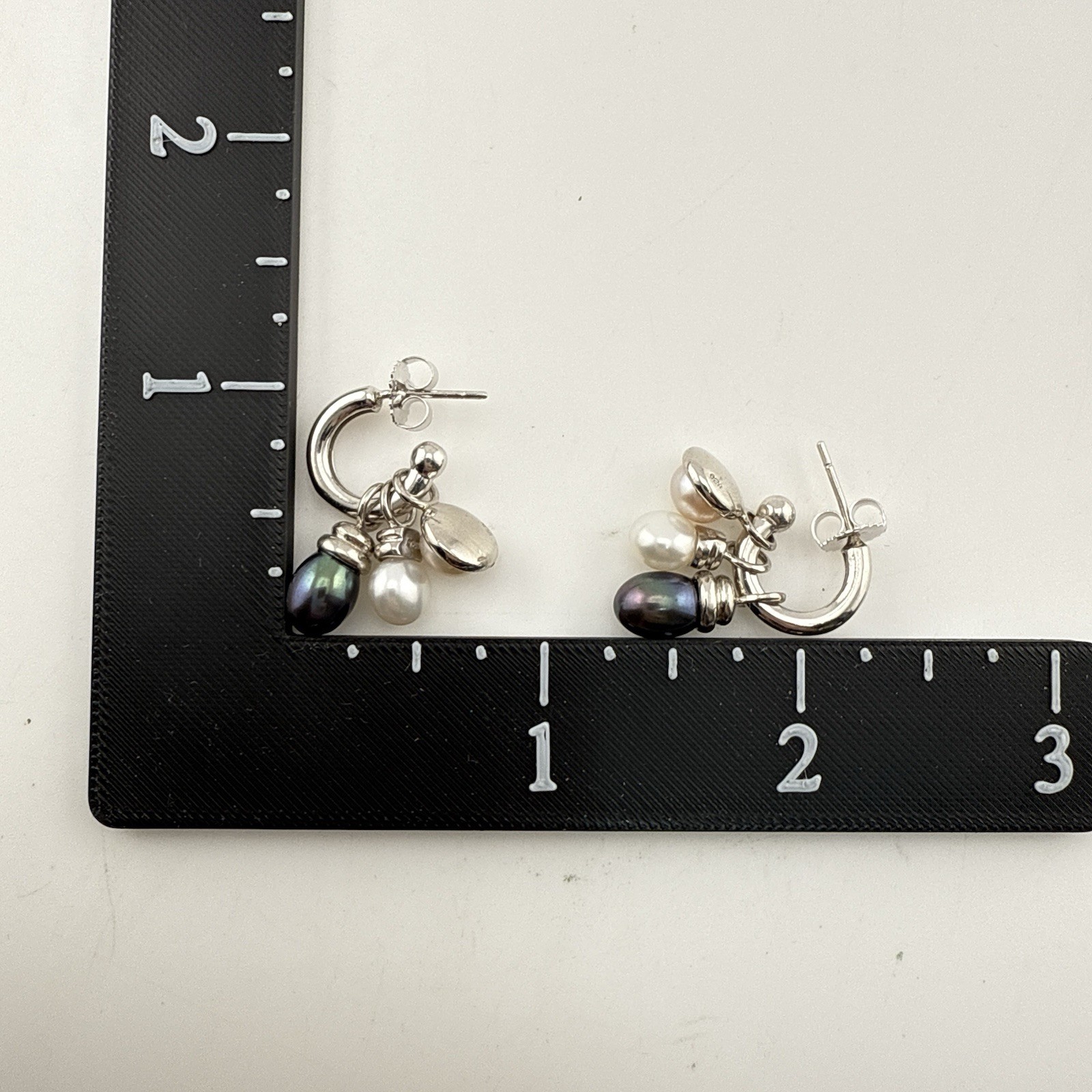 Honora Pearl Earrings Interchangeable 3 Charms Hoop Sterling Silver Dangle Drop