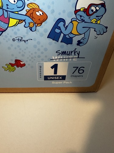 DYPER SIZE 1 Baby DIAPERS Viscose BAMBOO 76 Diapers LIMITED EDITION Smurf UNISEX - Picture 3 of 4