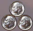 (3) 1963-D Roosevelt Dimes - About Uncirculated - #2543E - FREE SHIPPING