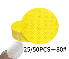 25/50PCS 9 Inch Yellow Multi-Hole Sandpaper 80 Grit Discs for Drywall Work