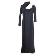 Boohoo Womens Asymmetric Cut Out Maxi Dress Black Long Sleeve Size 12 NEW