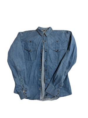 Surface To Air Shirt Mens XS Denim Long Sleeve Snap Buttons Western Painted