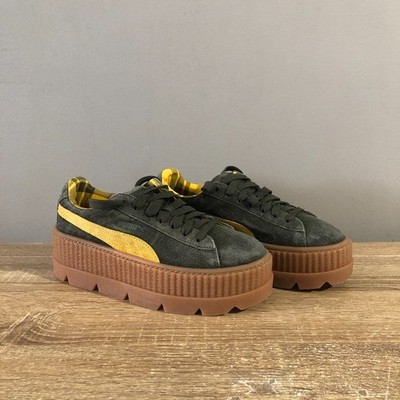NWOB Puma x Rihanna Fenty Womens 7.5 Green Suede Leather Cleated Creeper Lace-Up