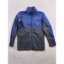 Columbia Kids Jacket Large L 14/16 Blue Gray Fleece Hybrid Full Zip Mock Neck